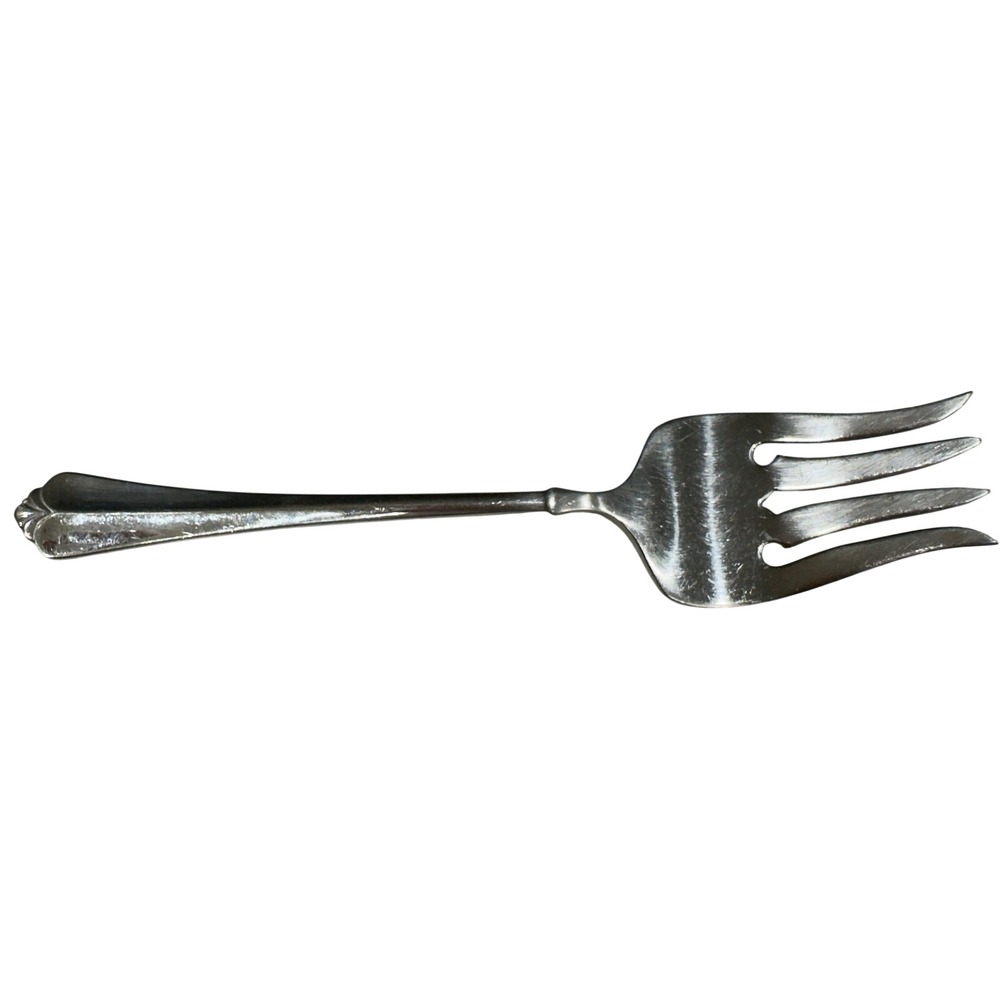 Oneida Stainless Steel Cold Meat Serving‎ Fork Scalloped Handle 8.5 Inch Silver